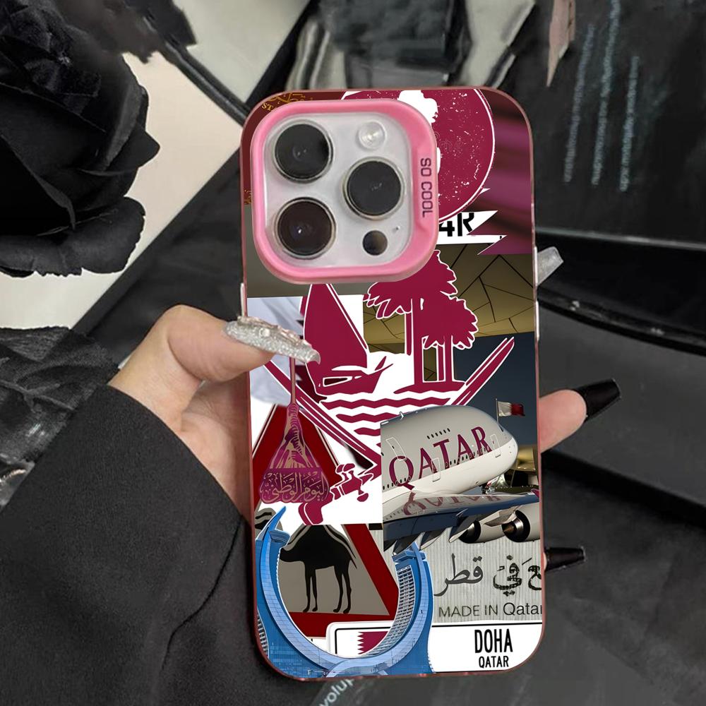 Phone Cases Qatar - Qatar Flag Pink Translucent Mobile Phone