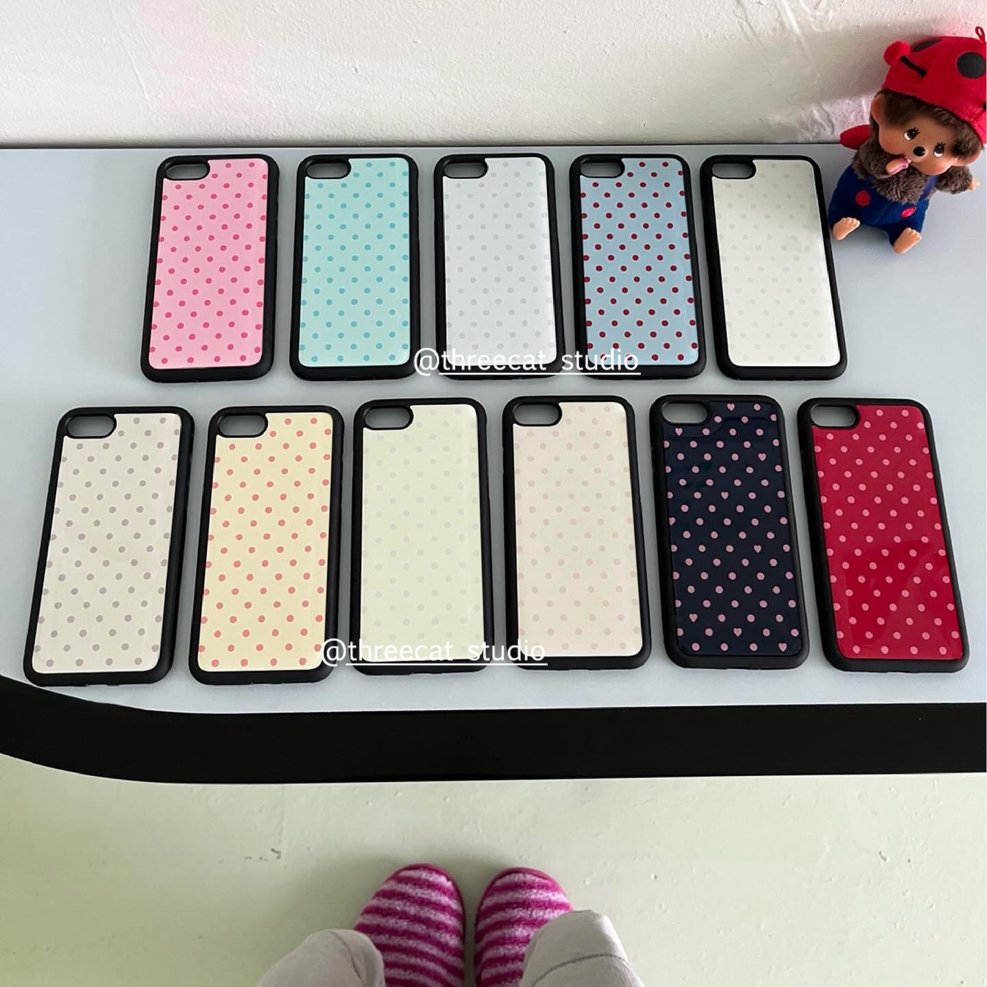 Phone Cases Korea - Korean Ins Colorful Polka Dots Black
