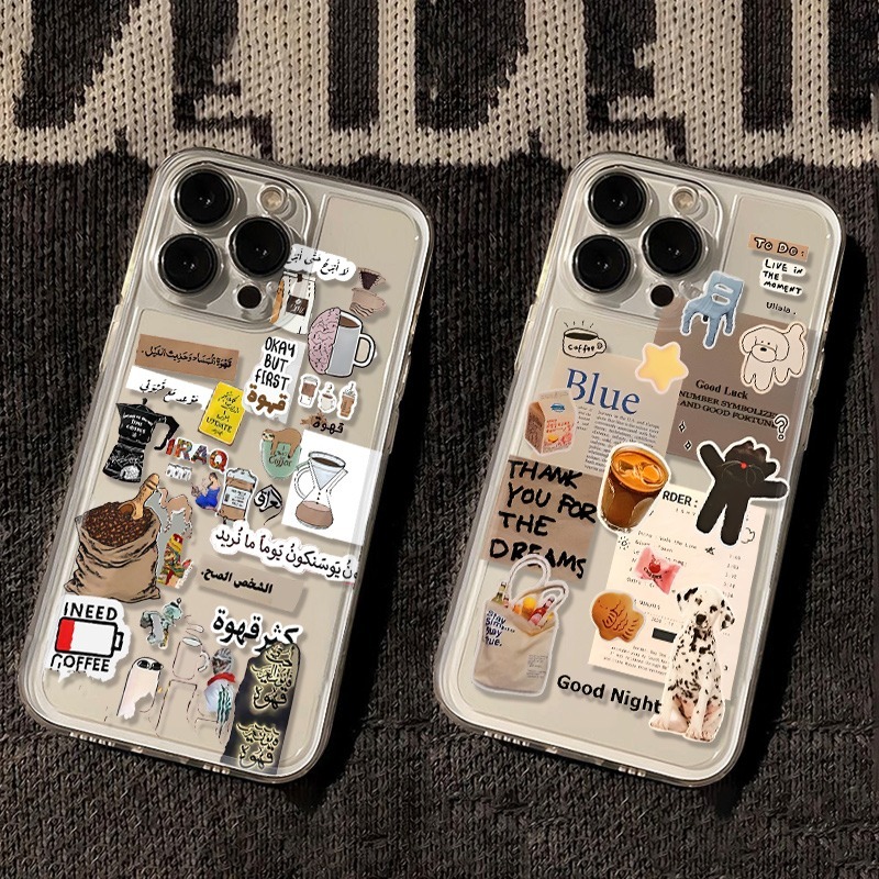 Phone Cases Transparent - I Love Coffee Pattern Phone Case