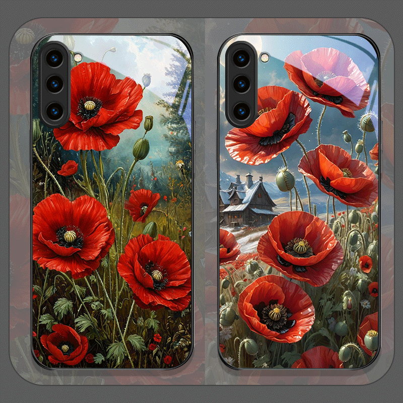 Phone Cases Samsung S23 - Retro Poppy Flower Bloom Hot Red