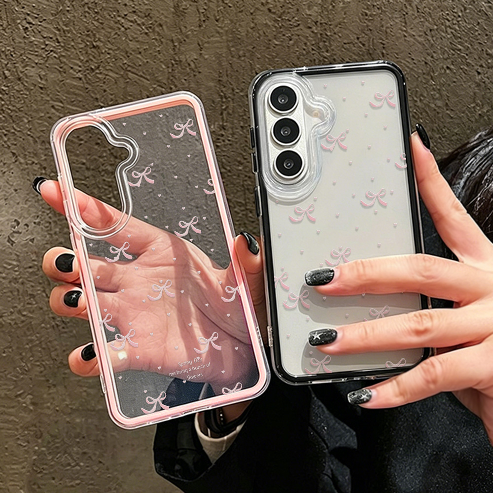 Phone Cases With Camera Cover - Cute Pink Bow Soft Phone Case