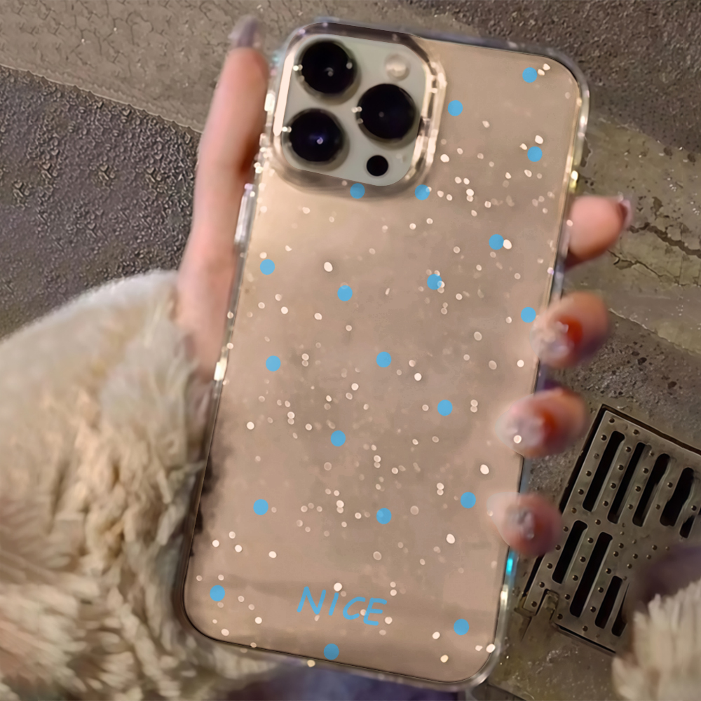 Glitter Shockproof Case - Luxury Simple Polka Dots Clear Glitter