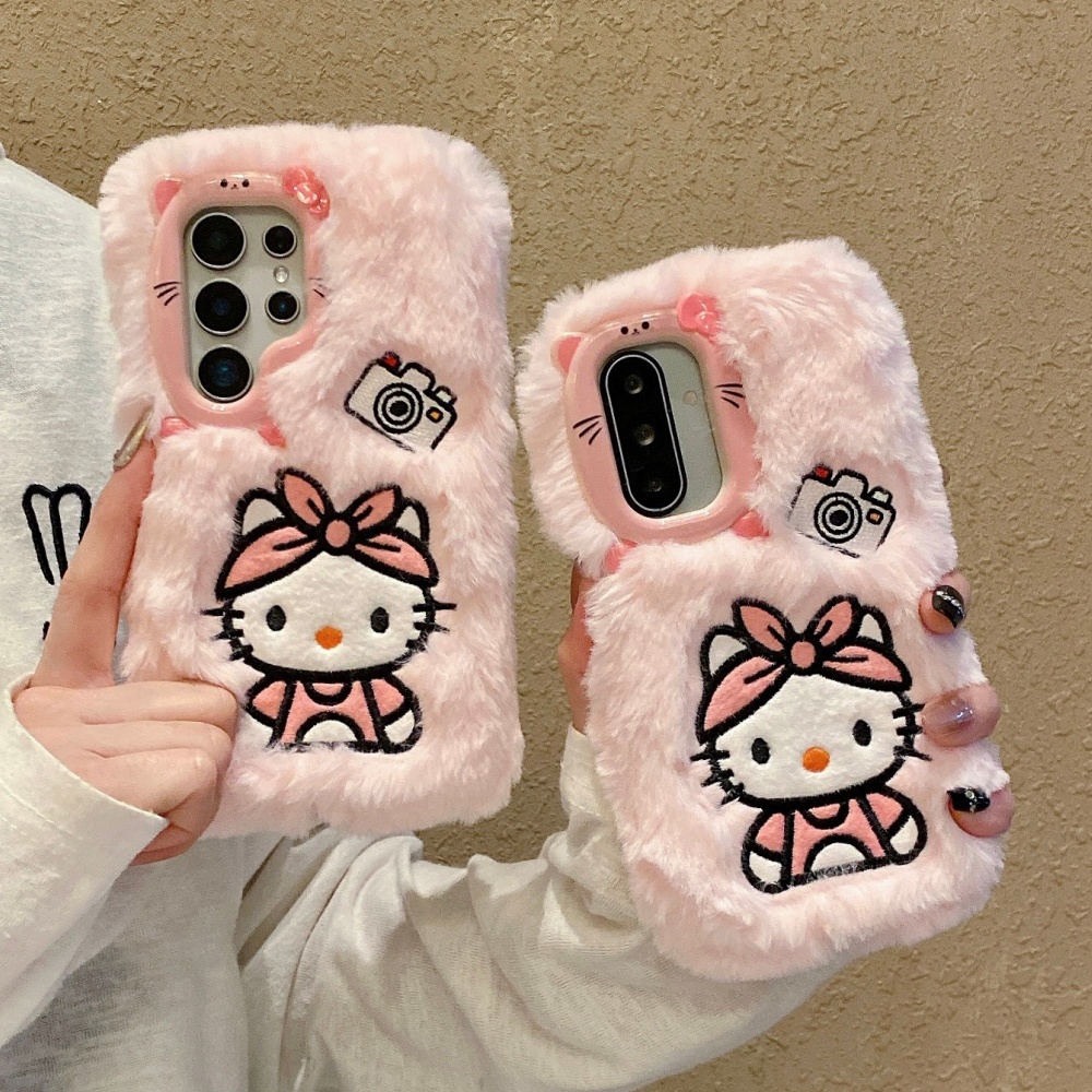 Phone Cases With Camera Cover - Cute 3D Camera Plush KT Phone