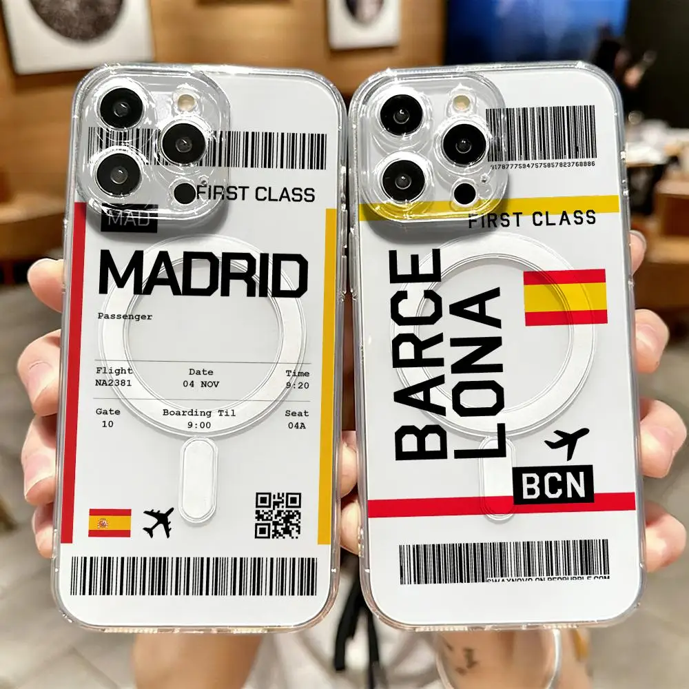 Phone Cases Transparent - Travel Plane Ticket Spain Phone Case