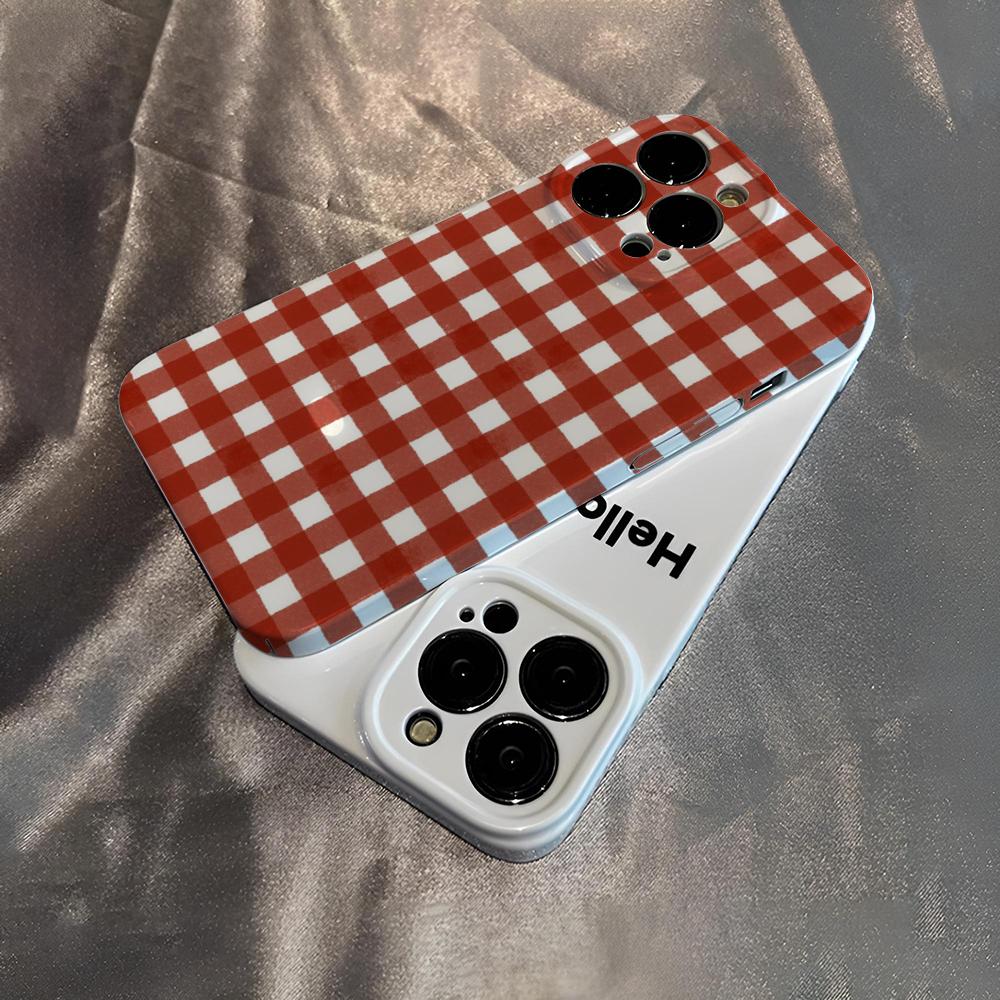 Phone Cases Personalised - Retro Red Gingham Phone Case For