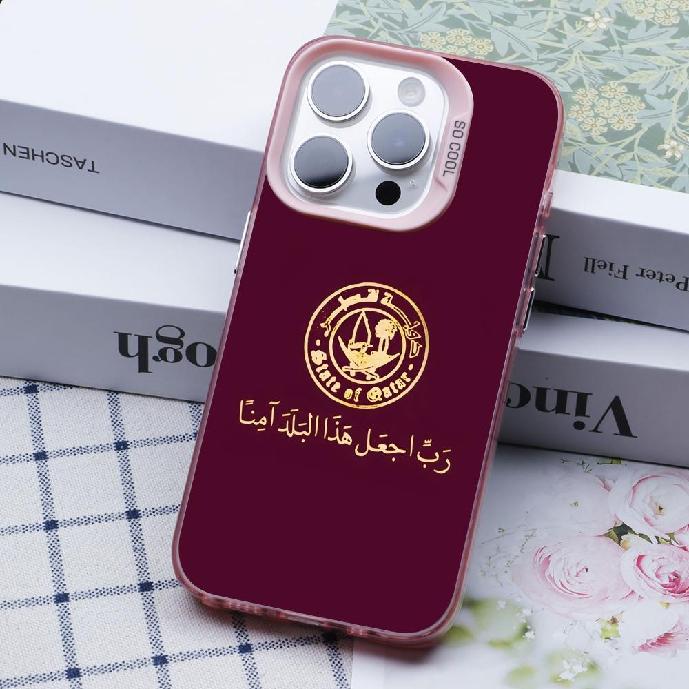 Qatar Flag Pink Translucent Mo - огляд і ціна Phone Cases Qatar