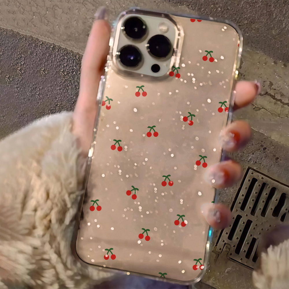 Simple cherry Flowers Clear Gl - огляд і ціна Glitter Shockproof Case