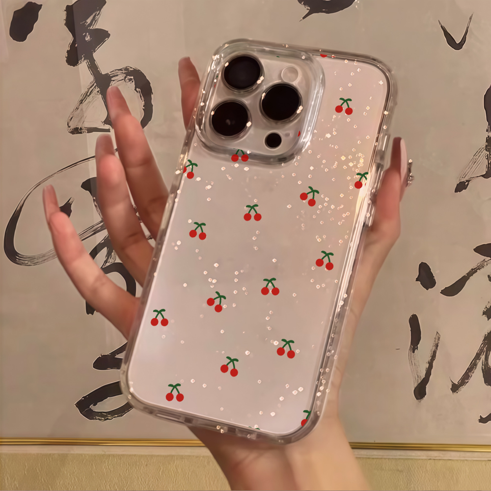 Simple cherry Flowers Clear Gl - огляд і ціна Glitter Shockproof Case