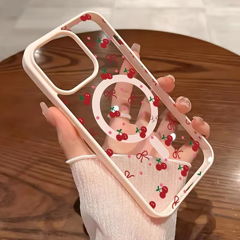 Red Cherry Printed Magnetic Ph - огляд і ціна Phone Cases Transparent
