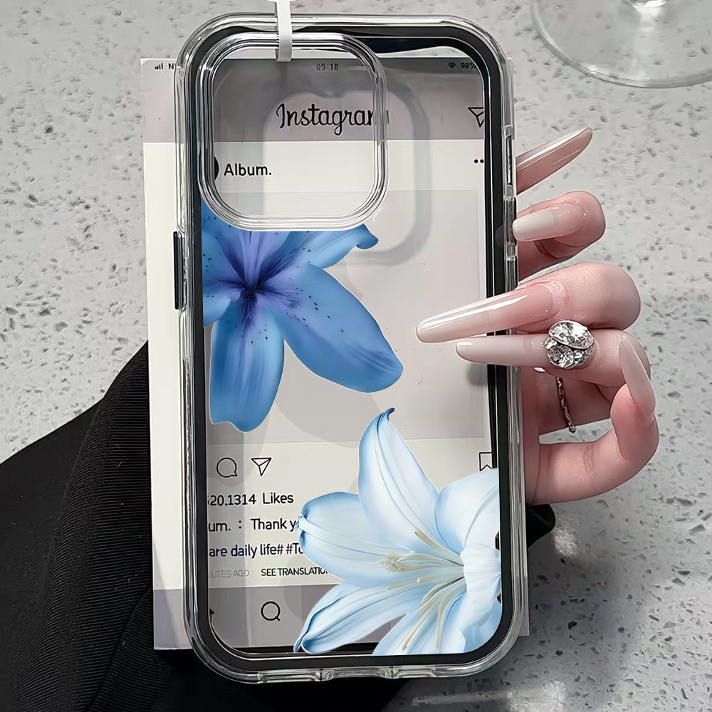 Blue Lily Flower Clear Phone C - огляд і ціна Phone Cases Transparent