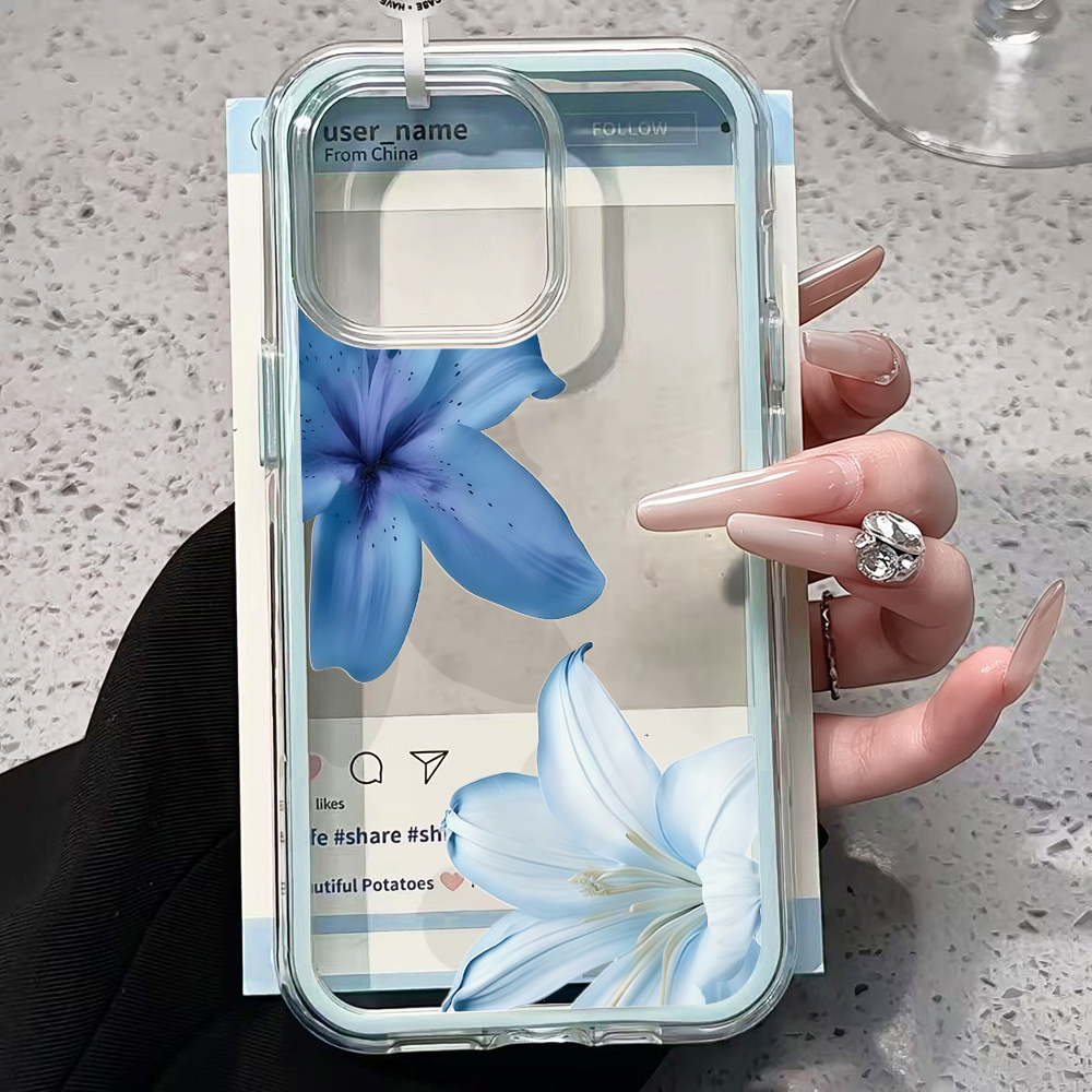 Blue Lily Flower Clear Phone C - огляд і ціна Phone Cases Transparent