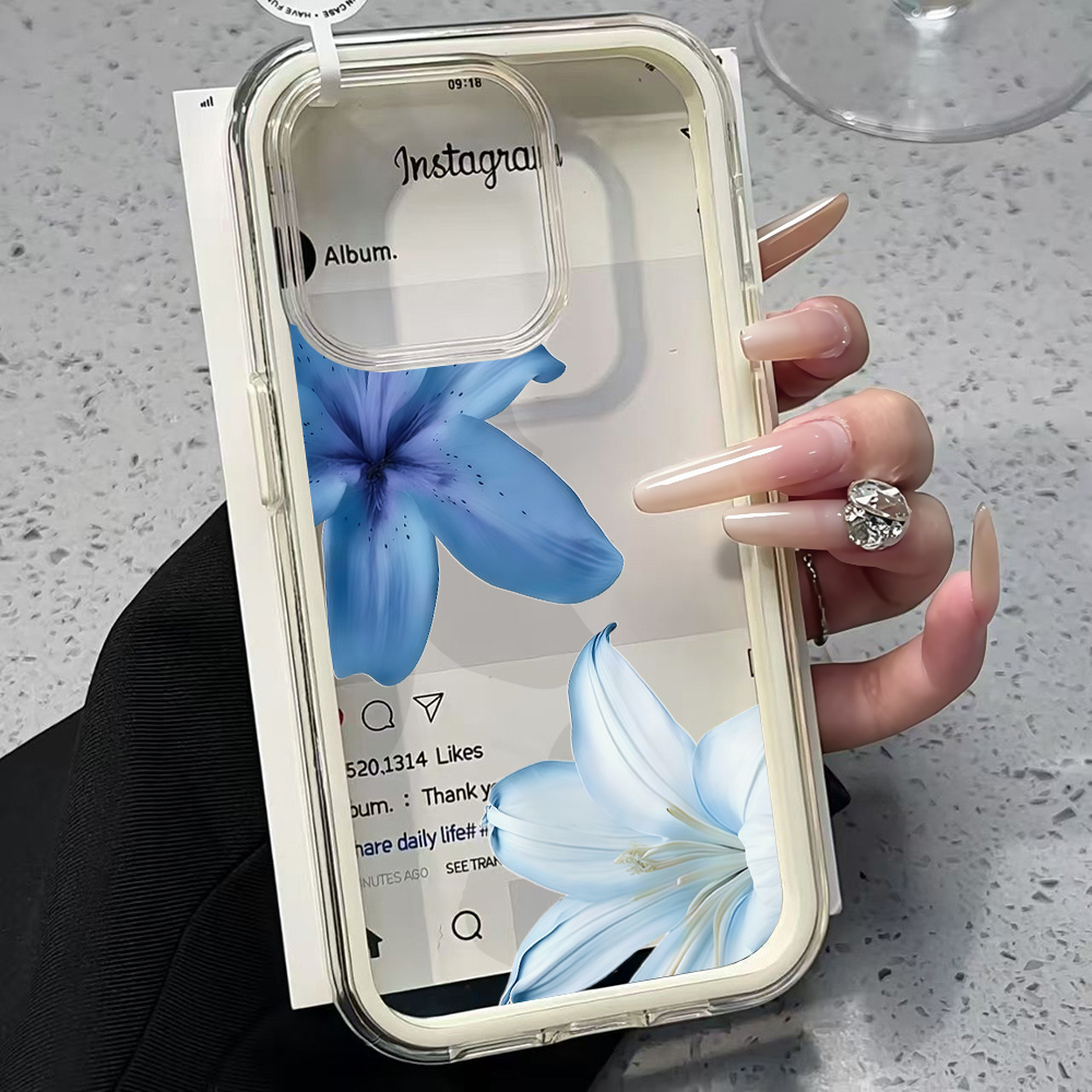 Blue Lily Flower Clear Phone C - огляд і ціна Phone Cases Transparent