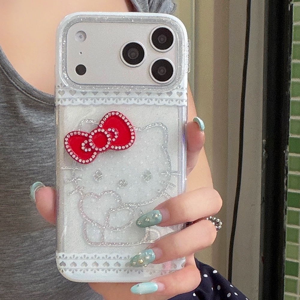 Cute Lace Glitter Laser Hello  - огляд і ціна Glitter Shockproof Case