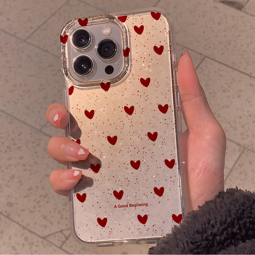 Pink Love Heart Clear Glitter  - огляд і ціна Glitter Shockproof Case