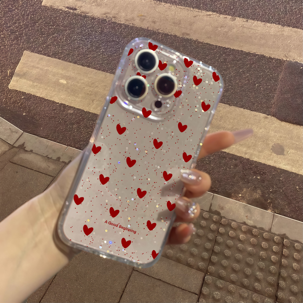 Pink Love Heart Clear Glitter  - огляд і ціна Glitter Shockproof Case
