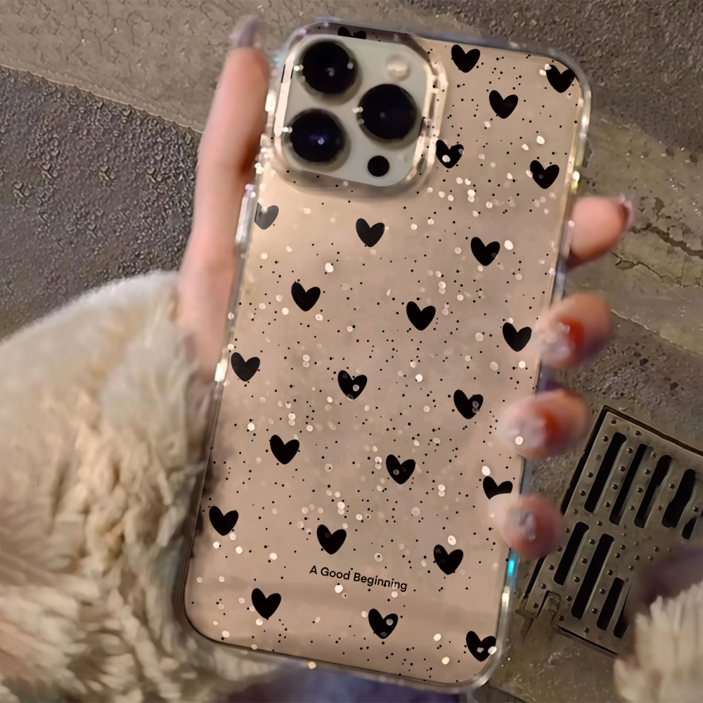 Pink Love Heart Clear Glitter  - огляд і ціна Glitter Shockproof Case