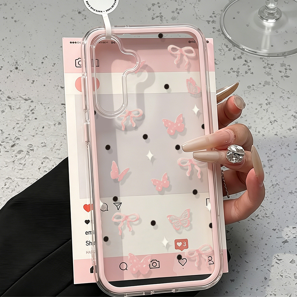 Cute Pink Bow Soft Phone Case  - огляд і ціна Phone Cases With Camera Cover